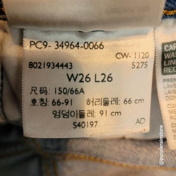 Levi's Premium Wedgie Straight Jeans 26 Button Fly Medium Light Wash Raw Hem - Picture 7 of 13